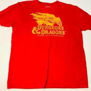 Dungeons & Dragons Dragon Graphic T-Shirt Red Fantasy RPG Tee Size L